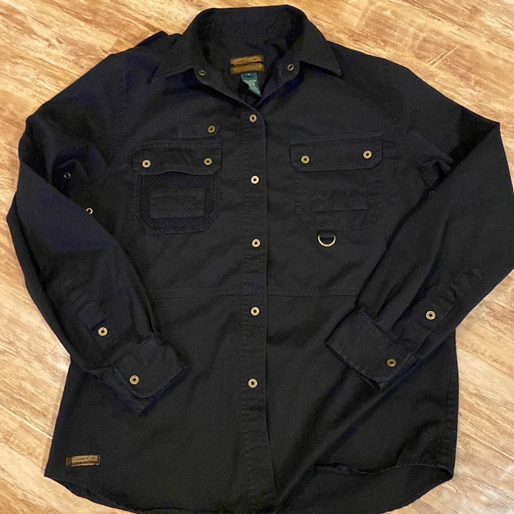 Lauren Ralph Lauren Black Button Down Utility Shirt - Picture 3 of 11